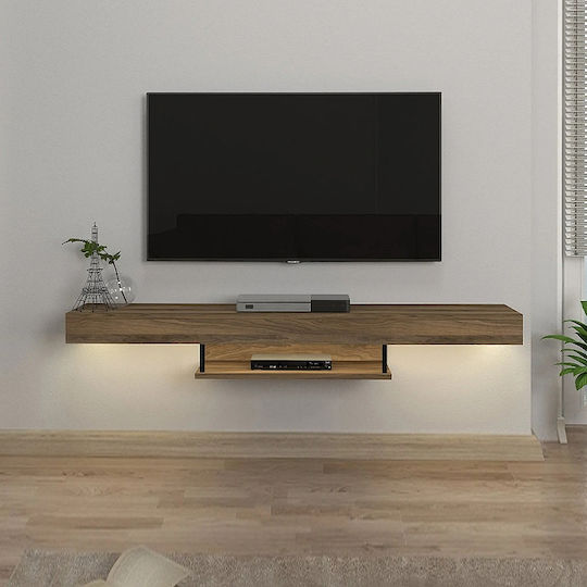 TV Stand Albares with LED Lighting Walnut L150xW29.6xH22cm