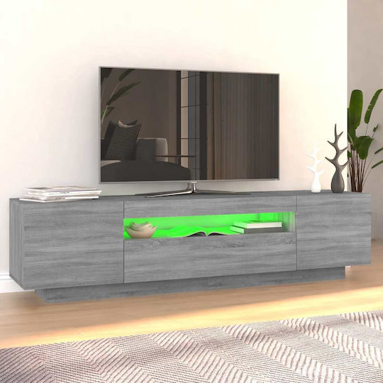 TV Stand Wooden with LED Lighting Grey Concrete L160xW35xH40cm