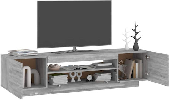 TV Stand Wooden with LED Lighting Grey Concrete L160xW35xH40cm