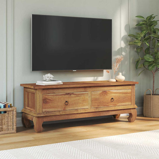 TV Stand Made of Solid Brown Wood L110xD35xH40cm
