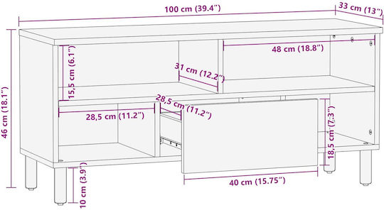 Stand TV Alb L100xA33,5xÎ46cm