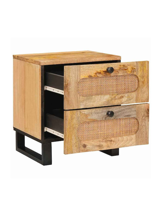 Wooden Bedside Table Solid Mango Wood 40x33.5x46cm