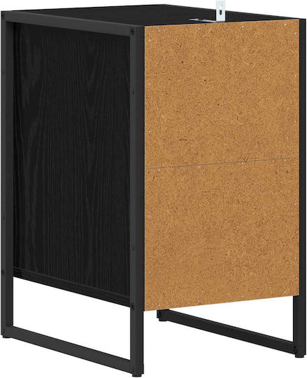 Wooden Bedside Tables Black Set of 2 39.5x30x50cm