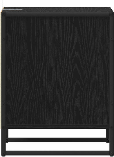 Wooden Bedside Tables Black Set of 2 39.5x30x50cm