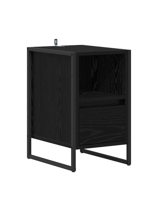 Wooden Bedside Table Black 39.5x30x50cm