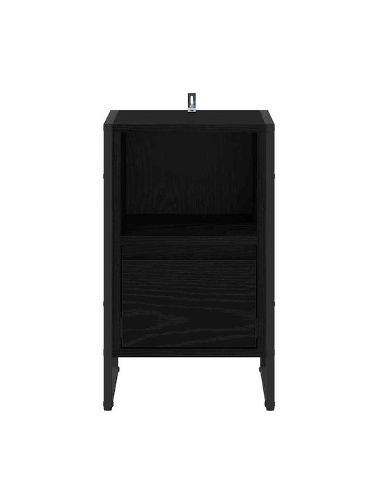 Wooden Bedside Table Black 39.5x30x50cm