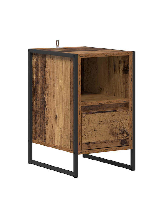 Wooden Bedside Table Brown 39.5x30x50cm