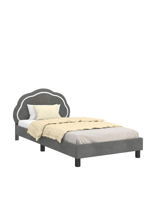 Kids Bed Single Gray for Mattress 90x200cm