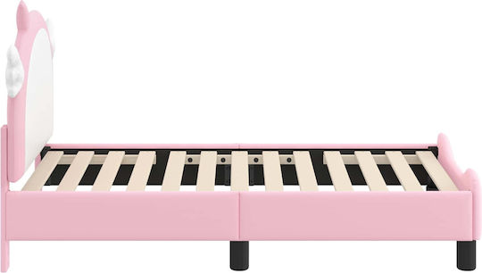Pat pentru Copii Single Roz pentru Saltea 70x140cm