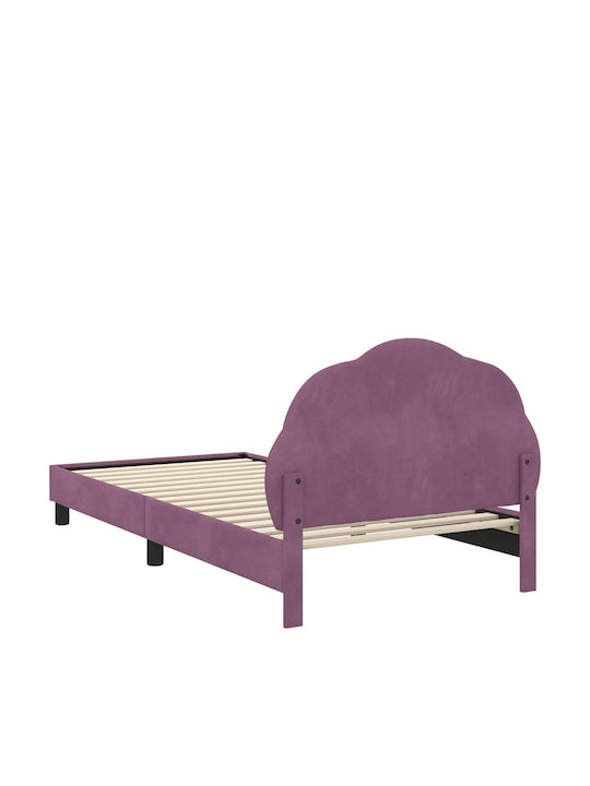 Kids Bed Single Purple for Mattress 80x200cm