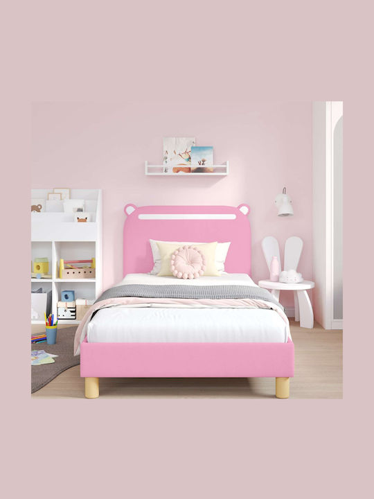 Kids Bed Single Pink for Mattress 90x200cm