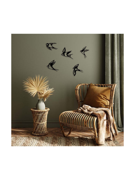 Megapap Decorative Black Swallows Silhouette Made of Metal 19x19cm 5 Pieces