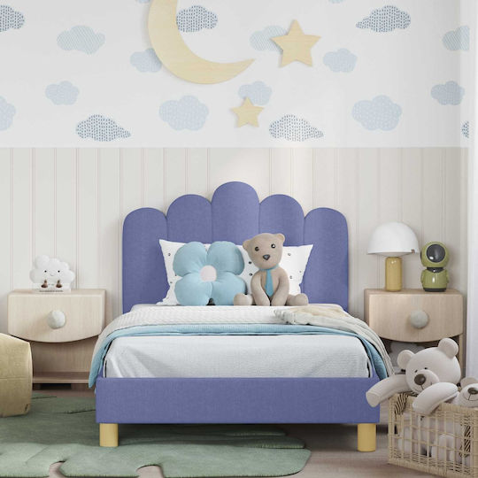 Kids Bed Single Blue for Mattress 90x190cm