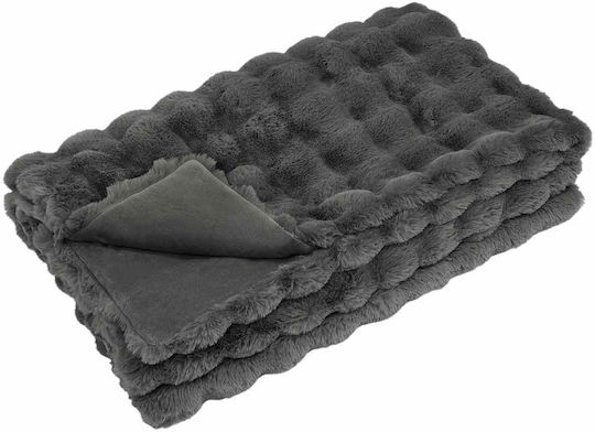 vidaXL Furry Blanket Double Size 240x270cm Dark Gray