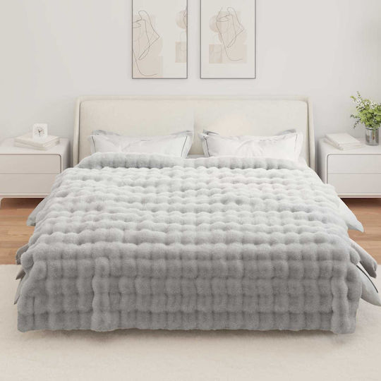 vidaXL Furry Double Bed Blanket 240x270cm Gray