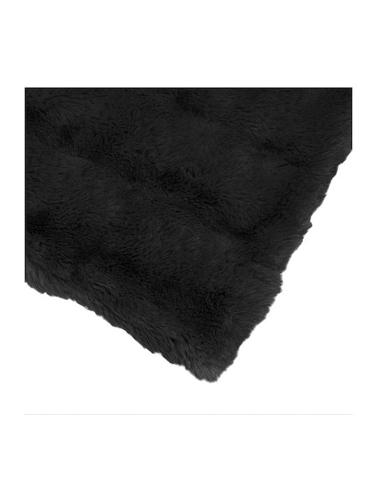 vidaXL Pătură Blănoasă Pentru Canapea 130x150cm Neagră