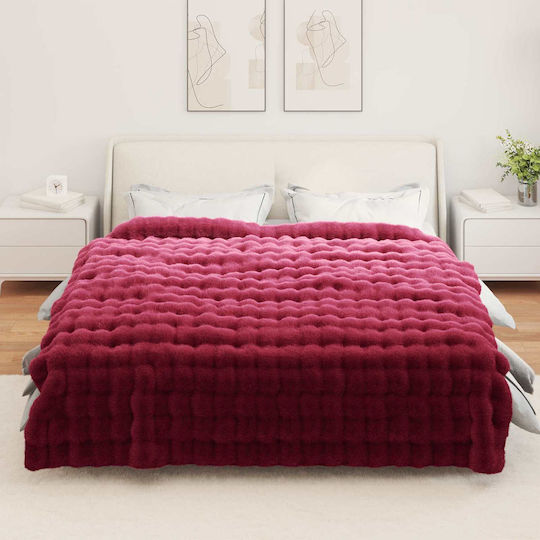 vidaXL Furry Double Bed Blanket 240x270cm Veraman Red