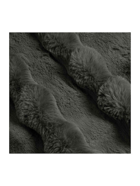 vidaXL Furry Single Blanket 150x220cm Dark Gray