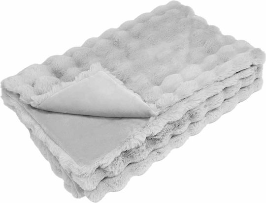 vidaXL Furry Blanket Double Size 220x240cm Gray
