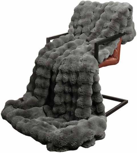 vidaXL Pelzige Decke Übergröße 220x240cm Dunkelgrau