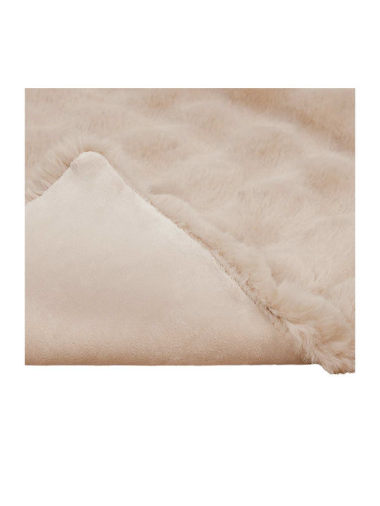vidaXL Furry Single Blanket 150x220cm Beige