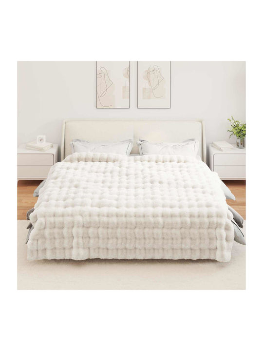 vidaXL Furry Duvet Double 220x240cm White