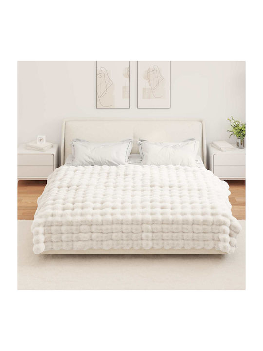 vidaXL Κουβέρτα Γούνινη Μονή 150x220εκ. Λευκό