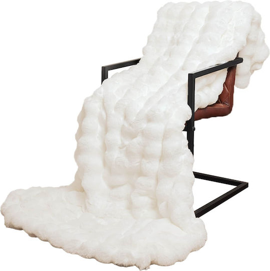 vidaXL Furry Blanket Single 150x220cm White
