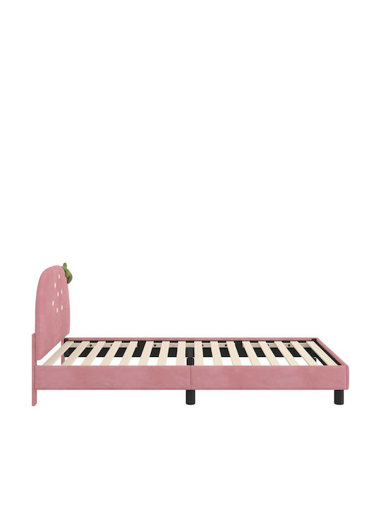 Pat pentru Copii Single cu Spațiu de Depozitare Roz pentru Saltea 90x200cm