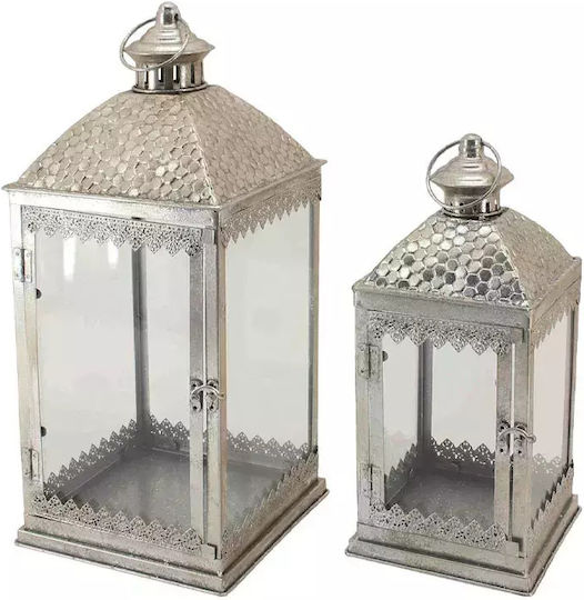 Marhome Σετ Φαναράκια Μεταλλικά Ασημί 23x23x52εκ. 2τμχ Marhome Σετ Φαναράκια Μεταλλικά Ασημί 23x23x52εκ. 2τμχ