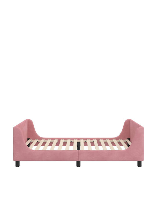 Pat pentru Copii Single Roz pentru Saltea 90x200cm
