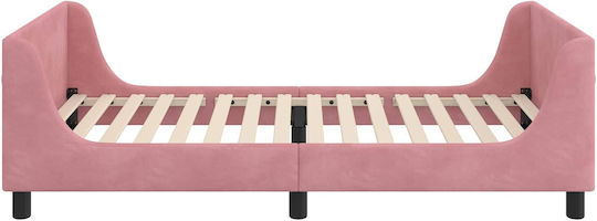 Pat pentru Copii Single Roz pentru Saltea 90x200cm