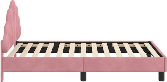 Kids Single Classic Bed with Storage Space Pink for Mattress 80x160cm