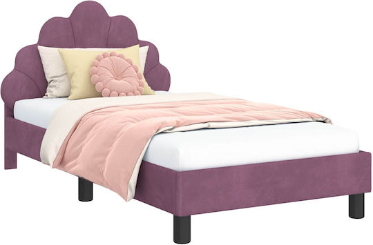 Kids Bed Single with Storage Space Purple for Mattress 80x160cm