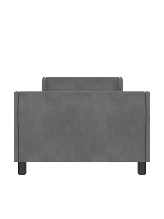 Παιδικό Κρεβάτι Μονό Γκρι για Στρώμα 90x190cm
