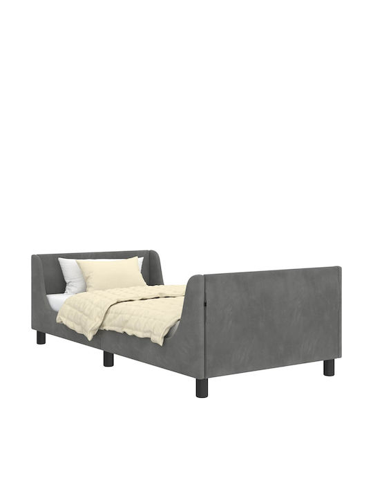 Παιδικό Κρεβάτι Μονό Γκρι για Στρώμα 90x190cm