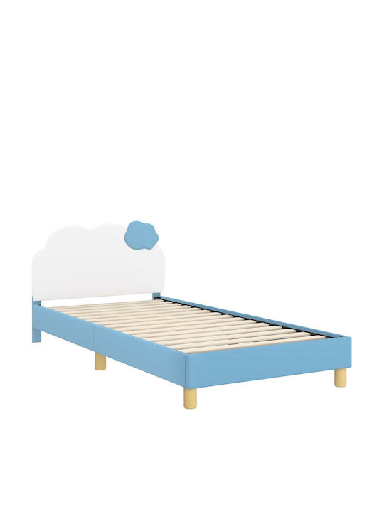 Pat pentru Copii Single Albastru pentru Saltea 90x190cm