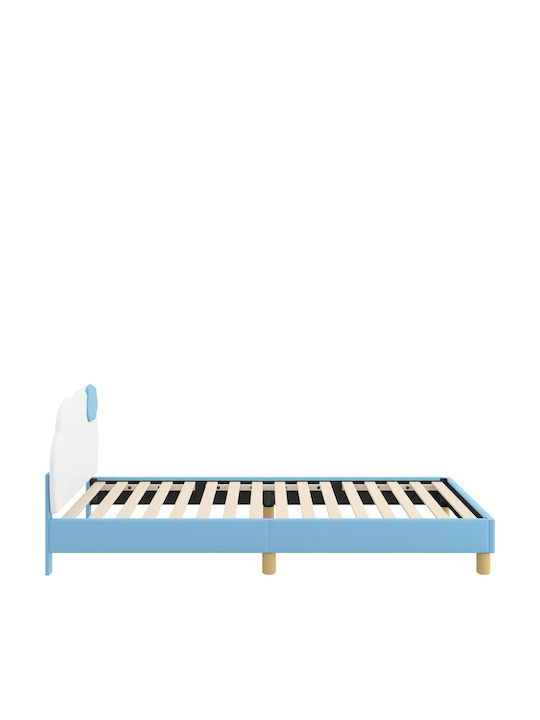 Pat pentru Copii Single Albastru pentru Saltea 90x190cm