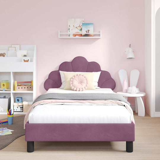 Kids Bed Single with Storage Space Purple for Mattress 90x200cm
