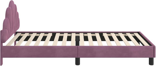 Kids Bed Single with Storage Space Purple for Mattress 90x200cm