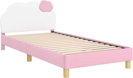 Pat pentru Copii Single Roz pentru Saltea 90x200cm