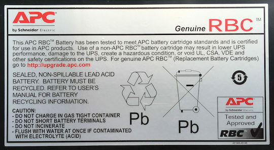 APC Replacement Cartridge 55 UPS Battery with Capacity 18Ah and Voltage 12V 1pcs