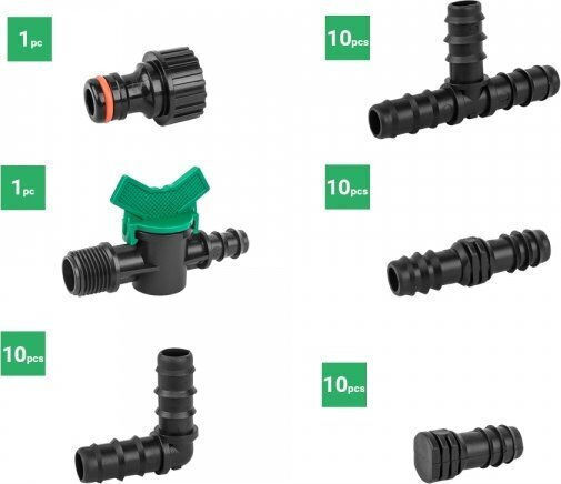 Bradas Accessories Set Drip Line 16mm Connectors Fittings Valve Tees Elbows Seals 42 Pieces Bradas