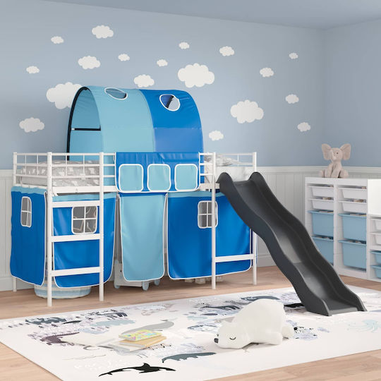 Pat Pentru Copii Loft Bed Single Alb Pentru Saltea 90x190cm