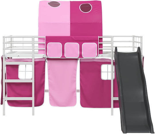 Pat Pentru Copii Loft Bed Single Alb Pentru Saltea 90x201cm