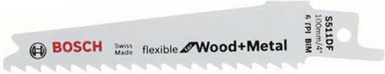 Bosch S511DF Λάμες Flexible for Wood and Metal για Μέταλλο και Ξύλο 100mm 2τμχ