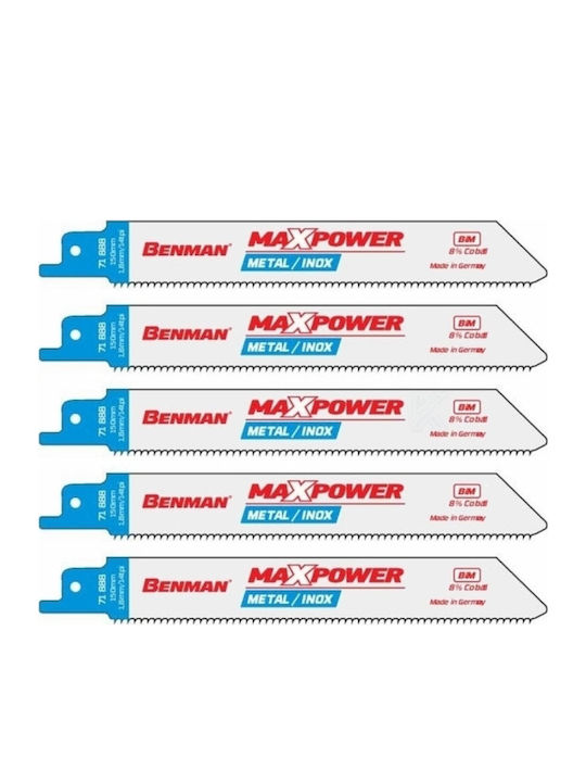 Benman 71888 Λάμες 14TPI για Μέταλλο 150mm 5τμχ