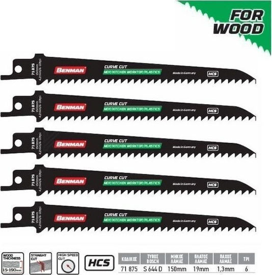 Benman Jig Saw Blade for Wood 150mm 71875