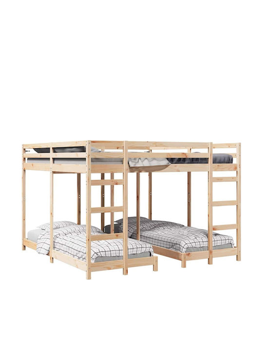 Kids Bed Bunk Single Beige for Mattress 80x200cm