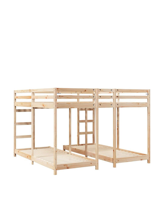 Kids Bed Bunk Single Beige for Mattress 80x200cm